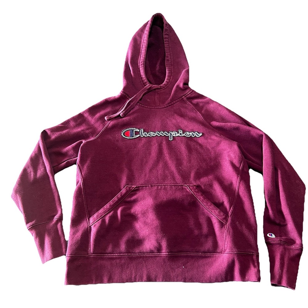 Champion Ladies' Color Block Hoodie Size S Plum Comfort Athleisure Sweatshirt